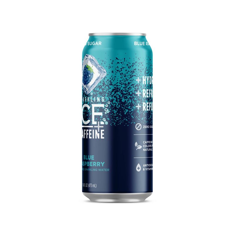 Sparkling Ice +Caffeine Blue Raspberry - 16 fl oz Can