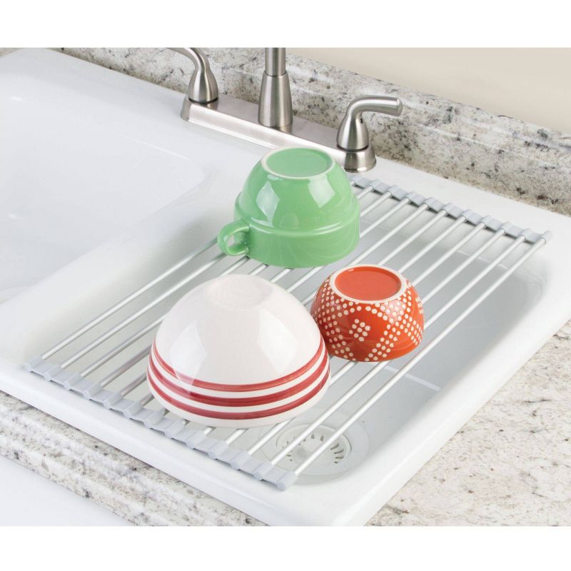 iDESIGN Metro Aluminum Over Sink Drain Board Silver