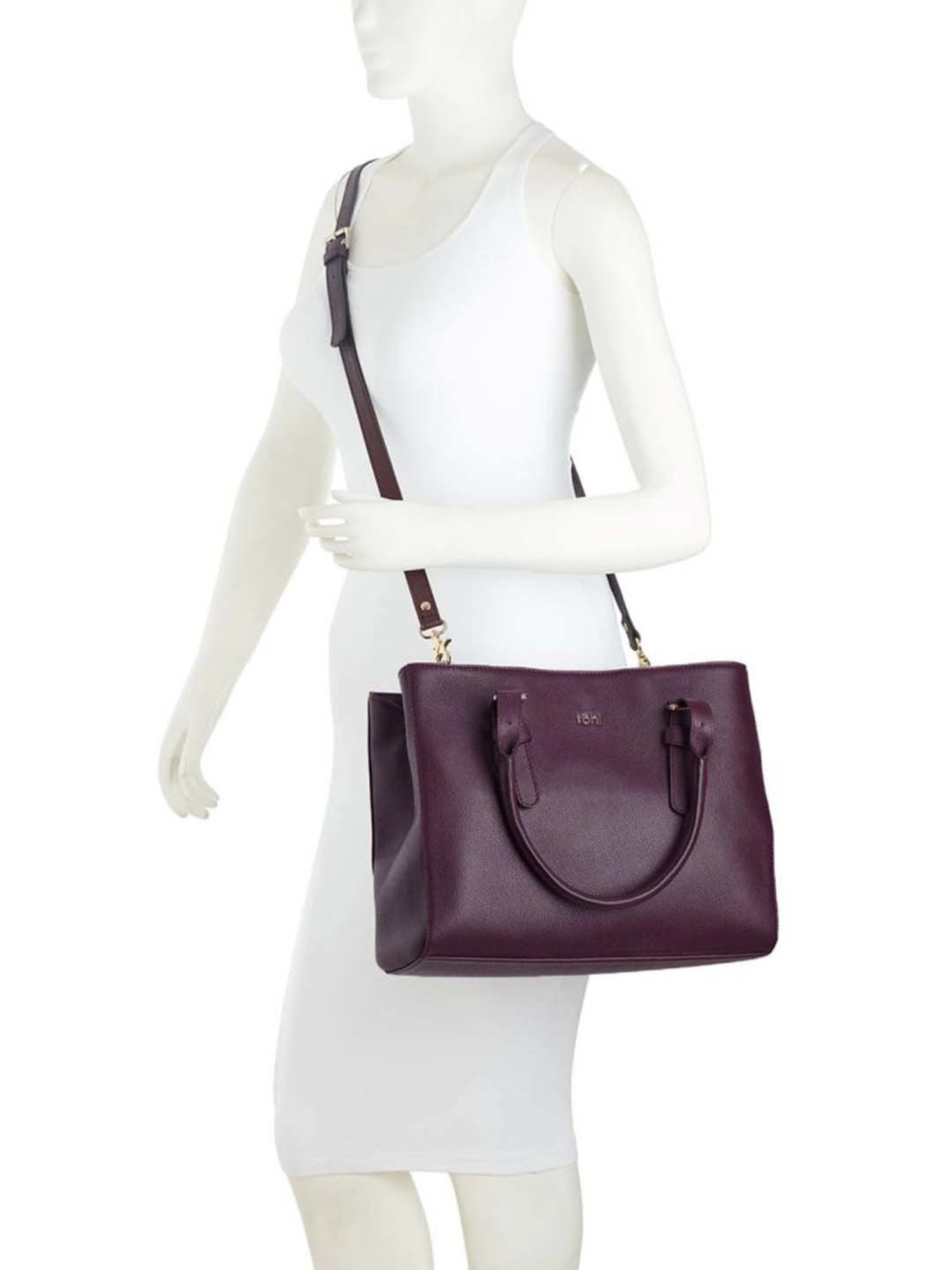 Tohl Burgundy Solid Medium Handbag