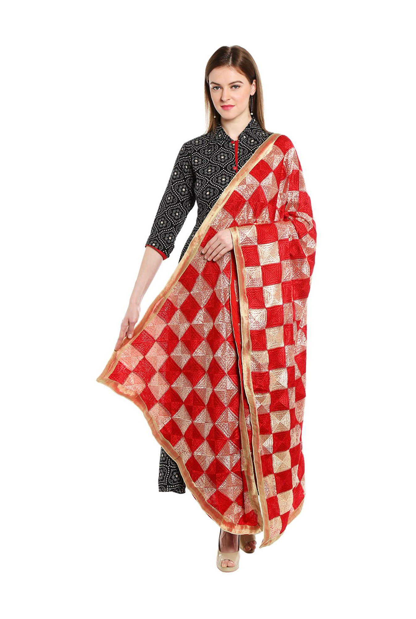 Stylum Red Plain Dupatta