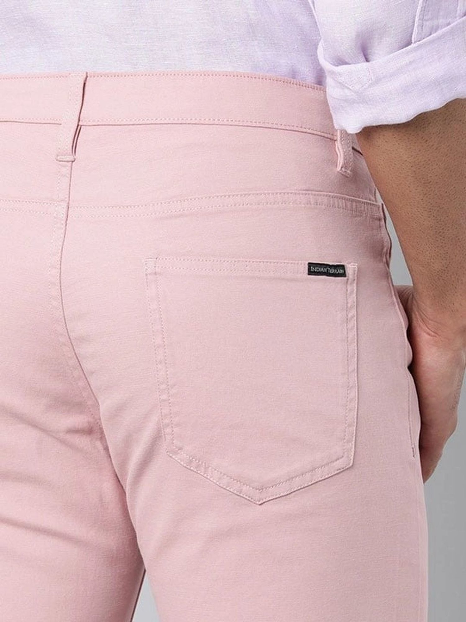 Indian Terrain Pale Pink Slim Fit Chinos
