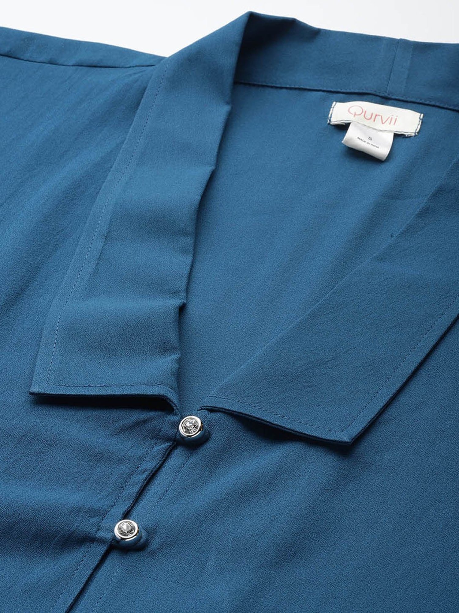 Qurvii Teal Regular Fit Top