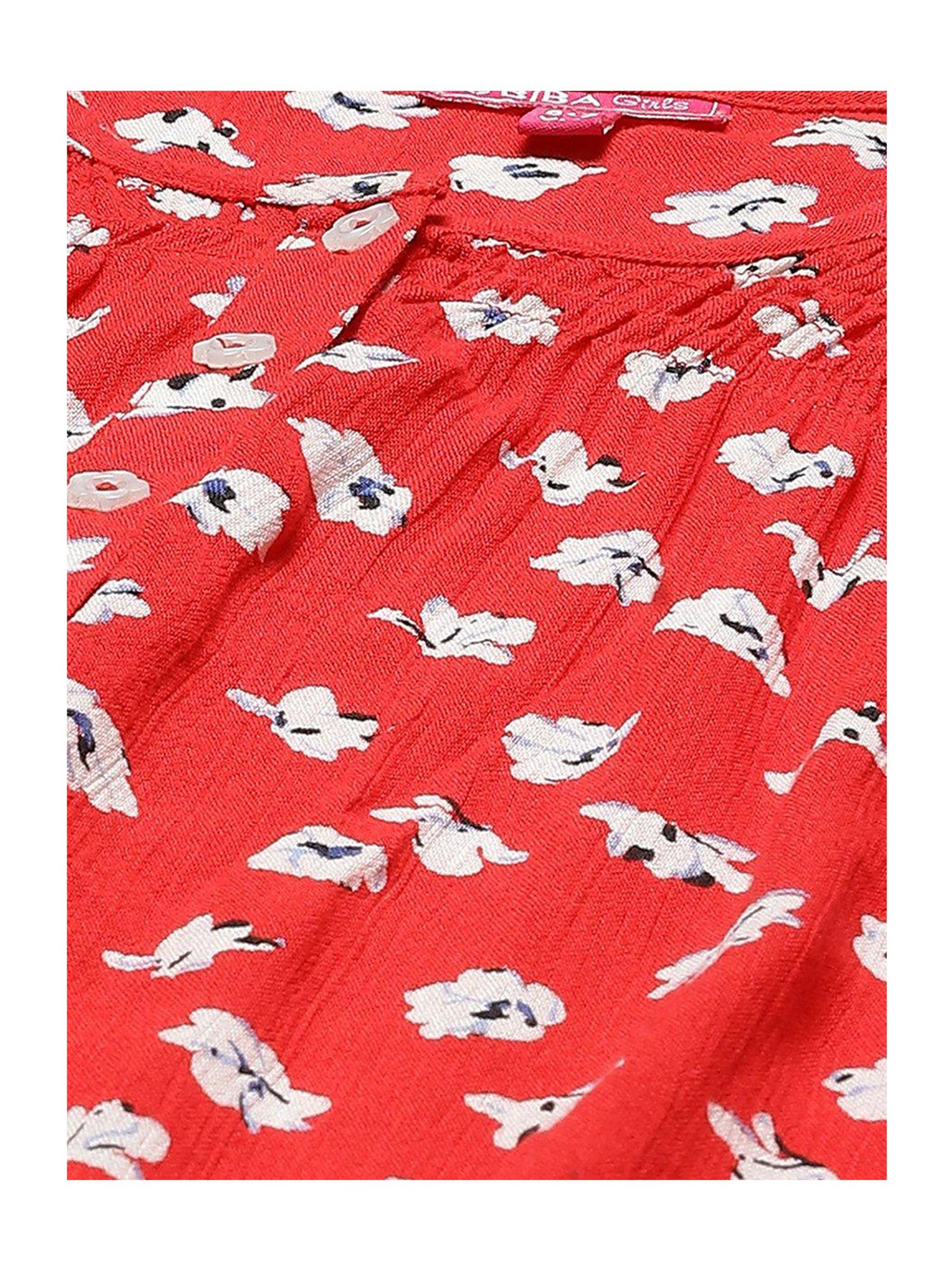 BIBA Girls Red Printed Top