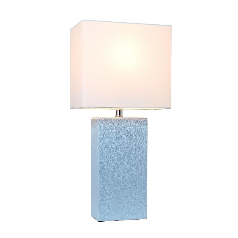 21" Monaco Avenue Modern Leather Table Lamp Periwinkle - Elegant Designs