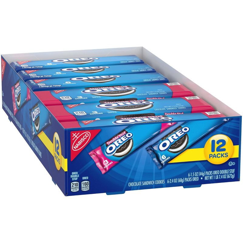 Oreo Chocolate Sandwich Cookies - Snack Packs Mix With Original & Double Stuff - 23.4oz/12ct