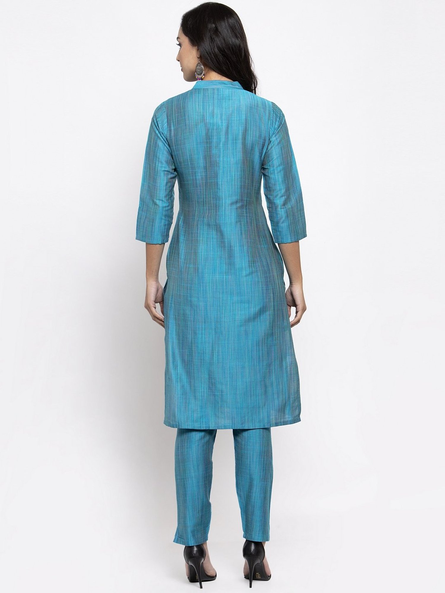 Jompers Blue Striped Kurta Pant Set