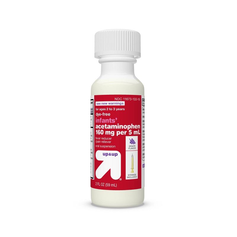 Infants' Dye-Free Acetaminophen Fever Reducer/Pain Reliever Liquid - Grape - 2 fl oz - up & up™
