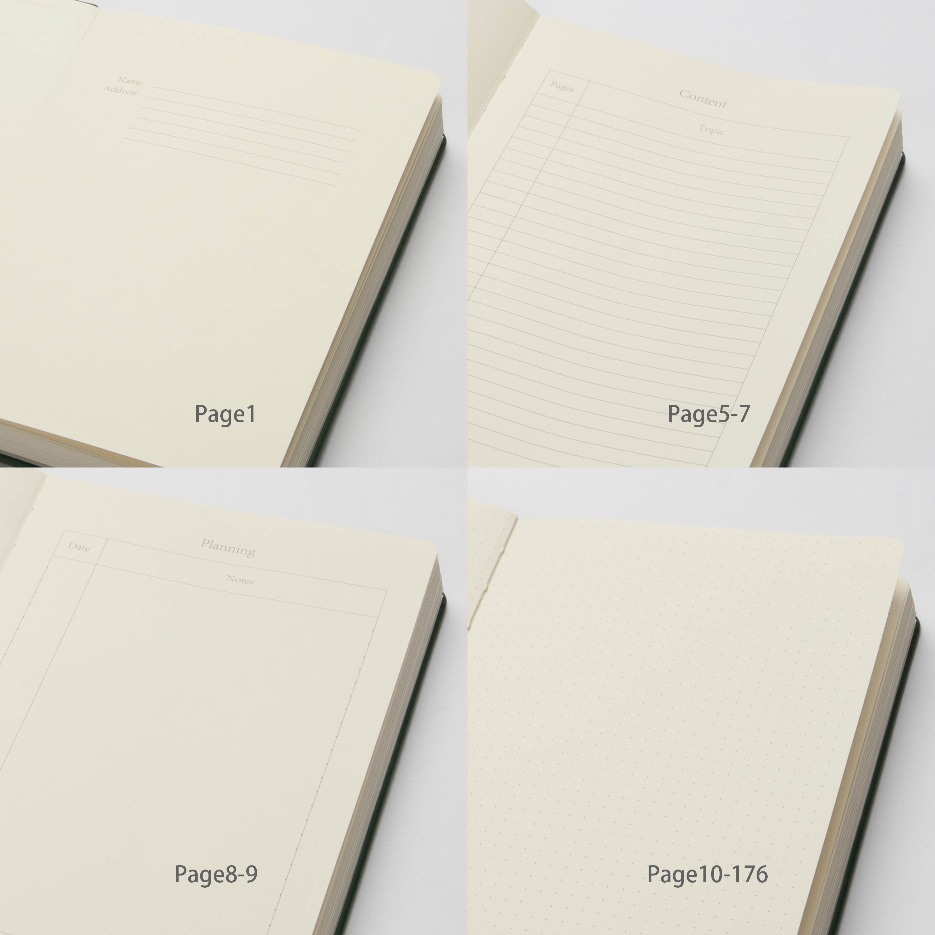 Emazne Classic Hardcover Notebook with Pen Loop,Bookmark,Green,Size:A5 (5.7" x 8.25"),Premium Thick 120gsm Paper,Dotted Page,176 Pages,PU Leather,Inner Pocket,(Free Gift-Tabs Flags)|Designed in US