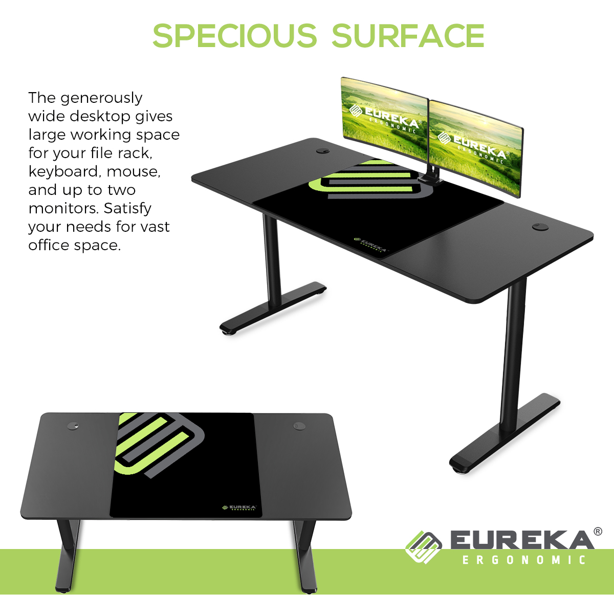 Eureka Ergonomic&reg; 60 inches Large Workstation Simple Computer Desk Home Office Table, Black