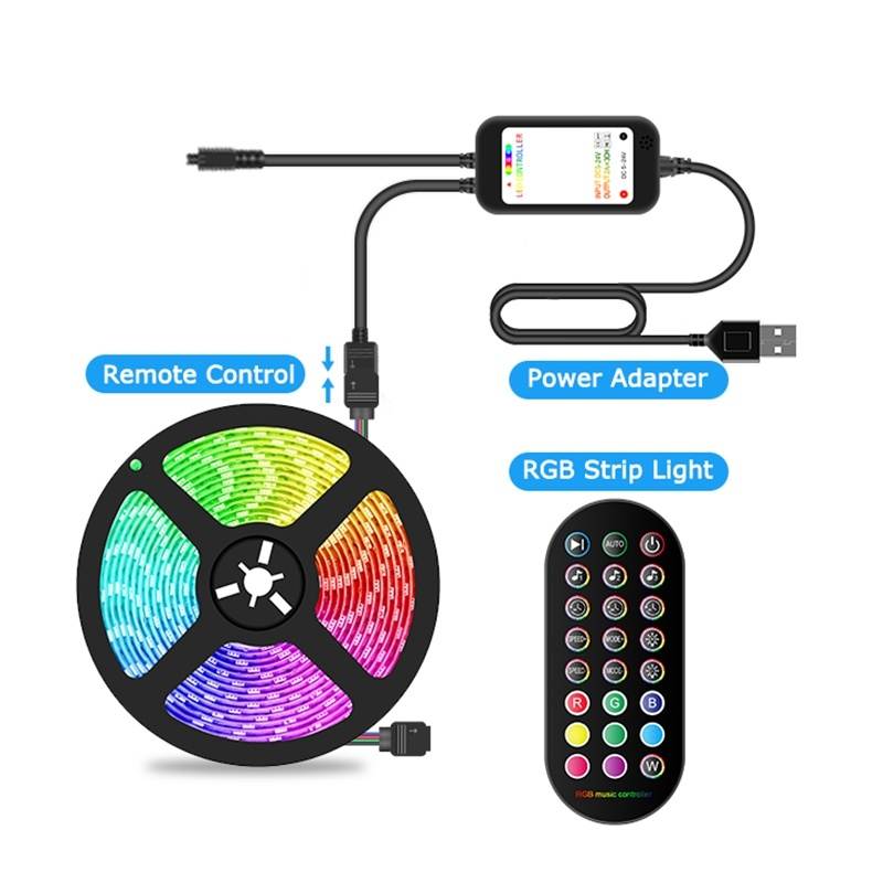 Led Strip Lights RGB 5050 LED Tape Lights Flexible Color Changing LED Lights with 24 Keys IR Remote for Bedroom Home