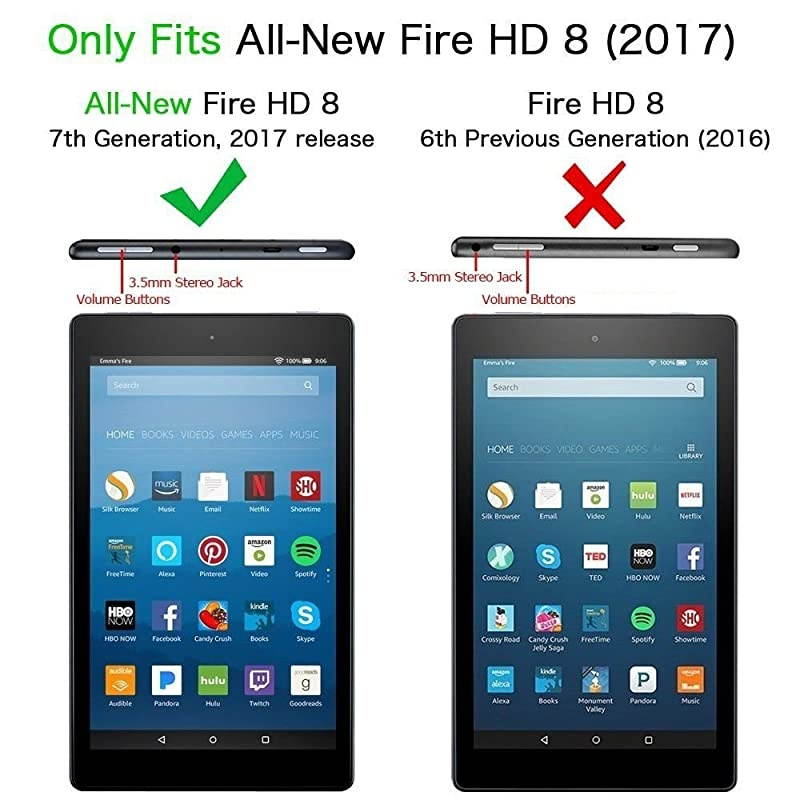 Case for  Fire HD 8" 2018/2017, Auto Sleep/Wake (8th and 7th Generation) Fire HD 8 PU Leather Folding Folio Smart Cover Case For Fire HD 8 Inch 2018/2017 Release (Hot Pink)