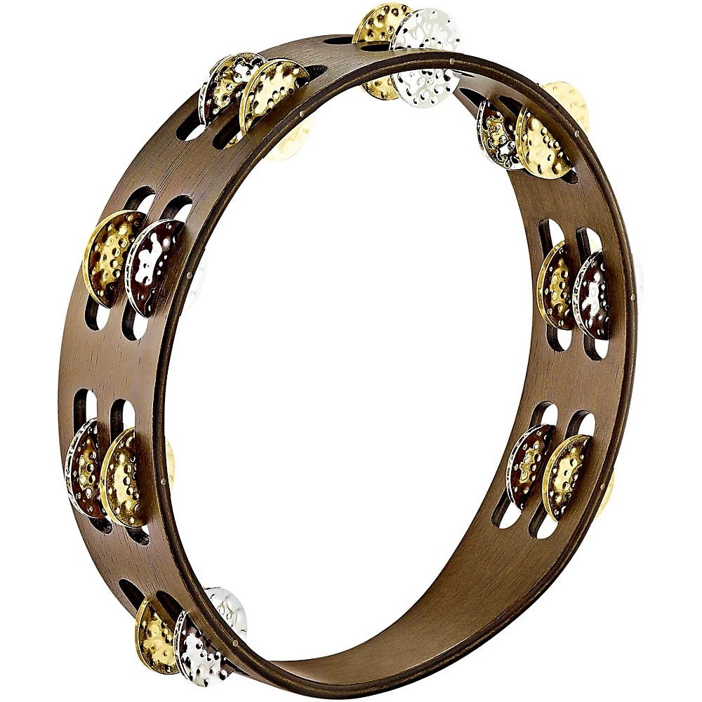 Meinl Vintage Wood Tambourine with Dual Alloy Jingles 10 in. Walnut Brown
