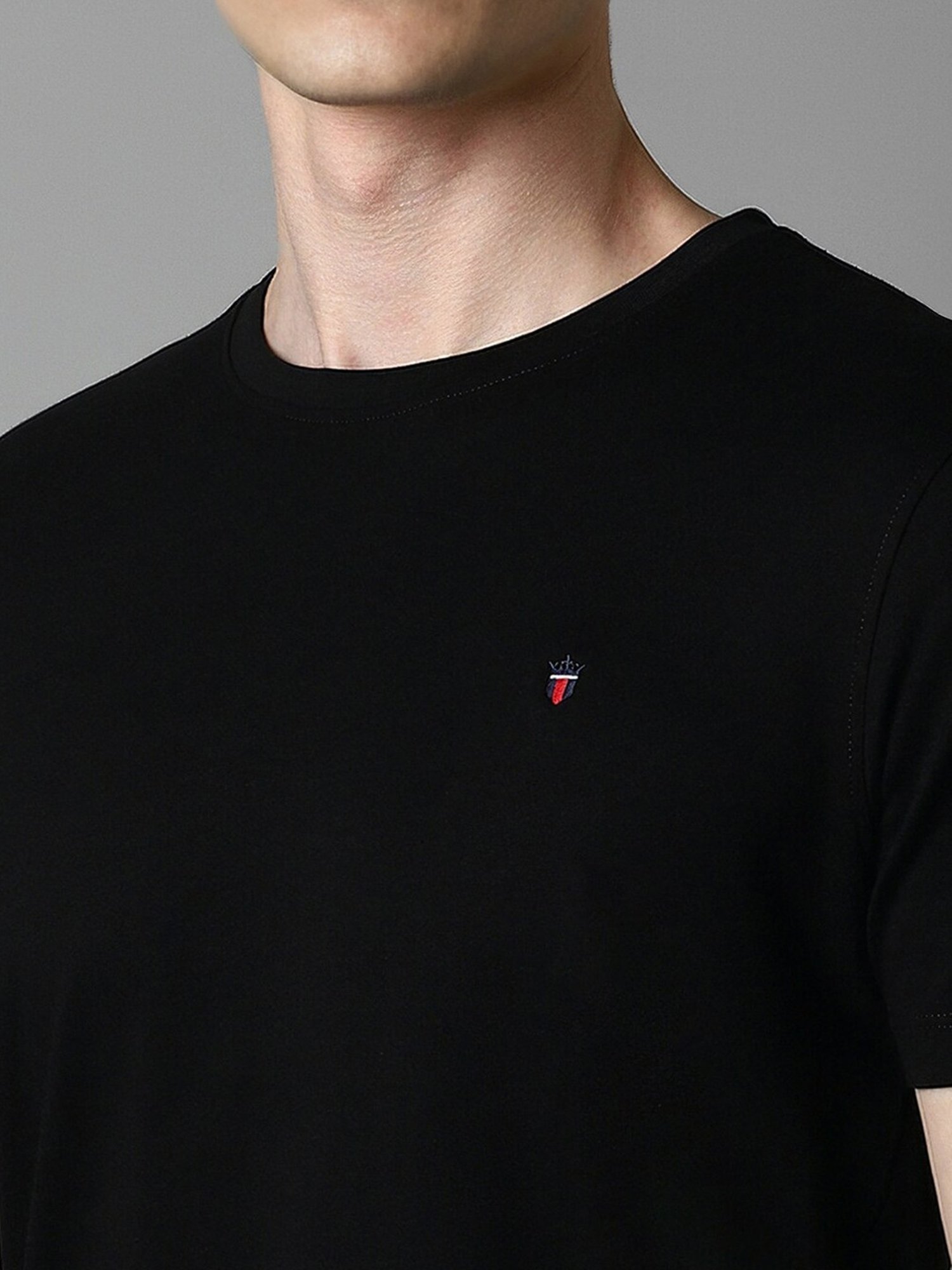Louis Philippe Black Cotton Slim Fit T-Shirt