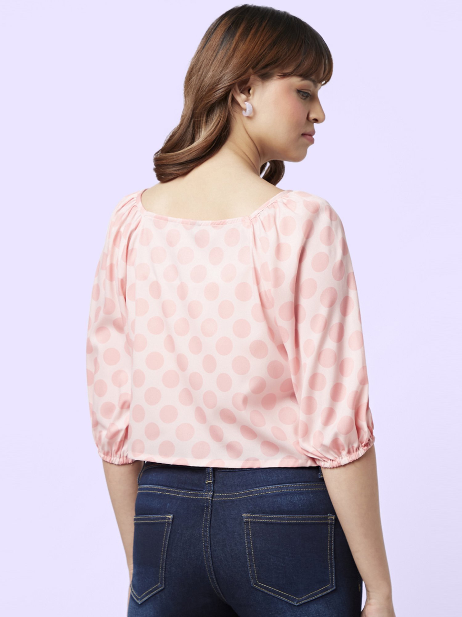YU by Pantaloons Pink Polka Dots Top