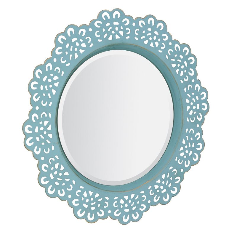 12.5" Floral Metal Lace Wall Mirror Light Blue - Stonebriar Collection