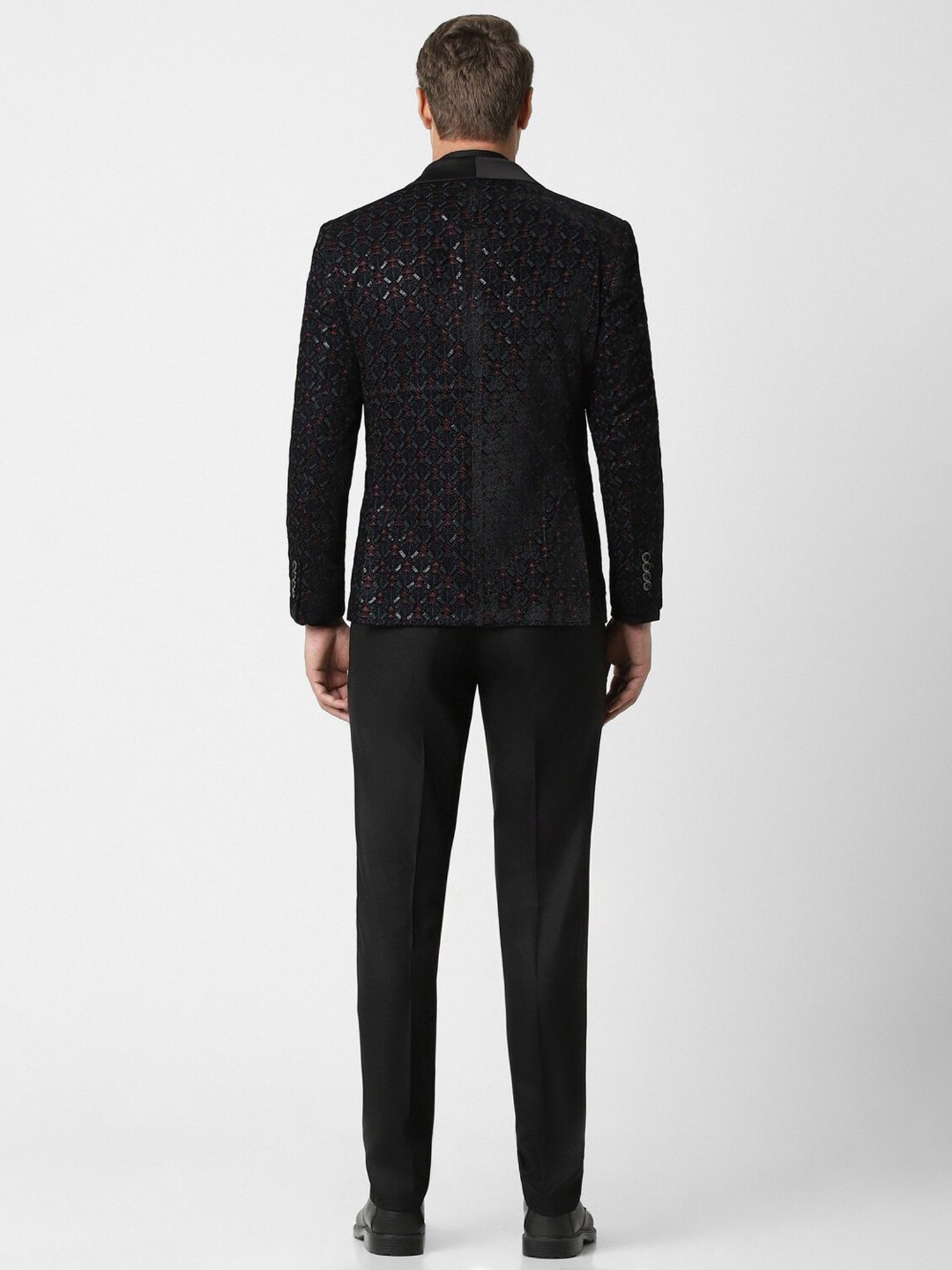 Raymond Brown  Slim Fit Printed Three Piece Suit