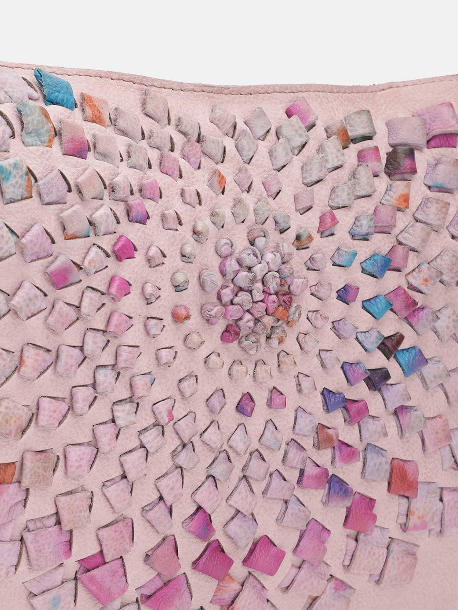 Art N Vintage Glory Rose Pink Leather Textured Large Hobo Handbag