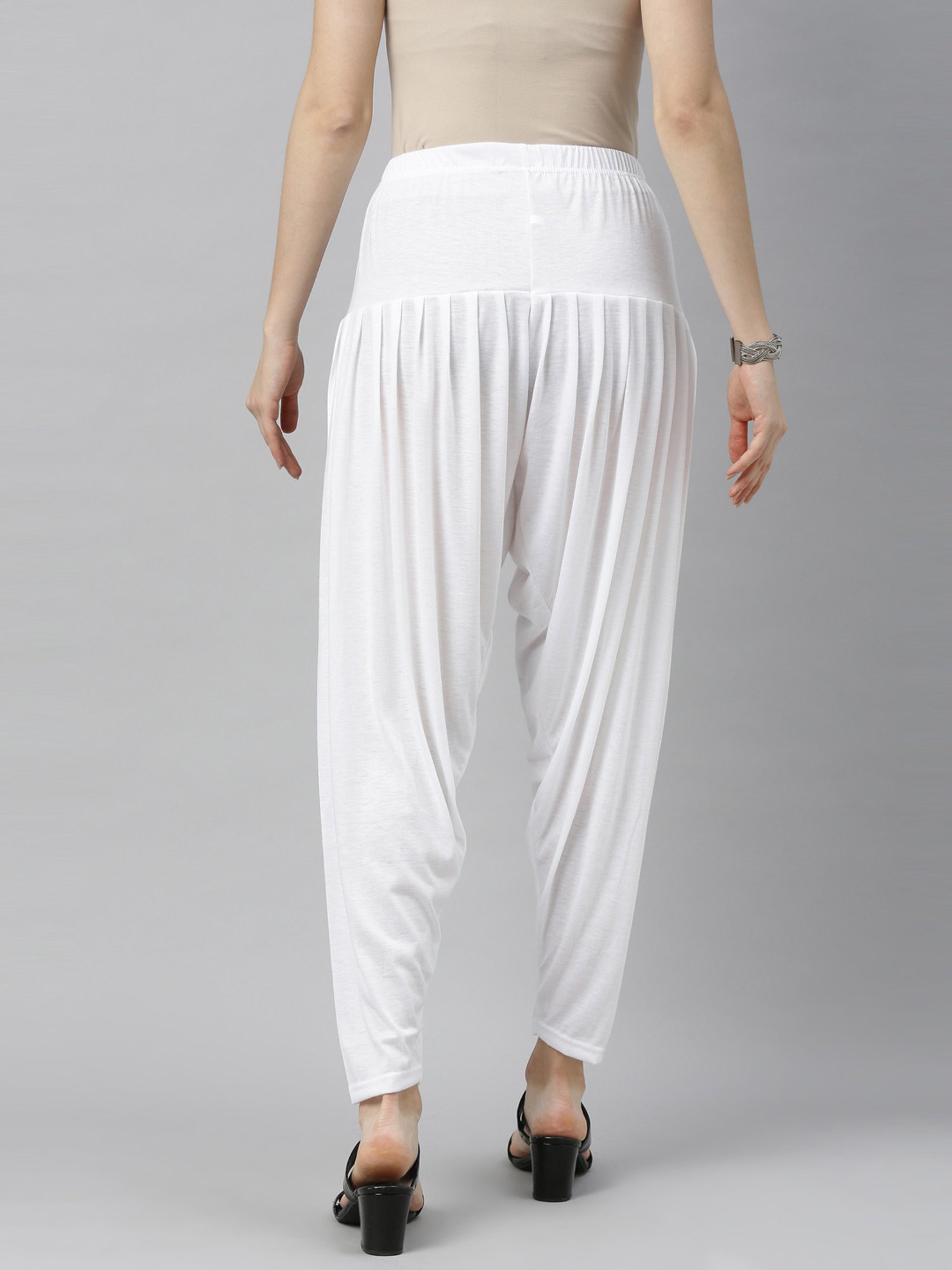 JCSS Green & White Patiala Pants - Pack Of 3