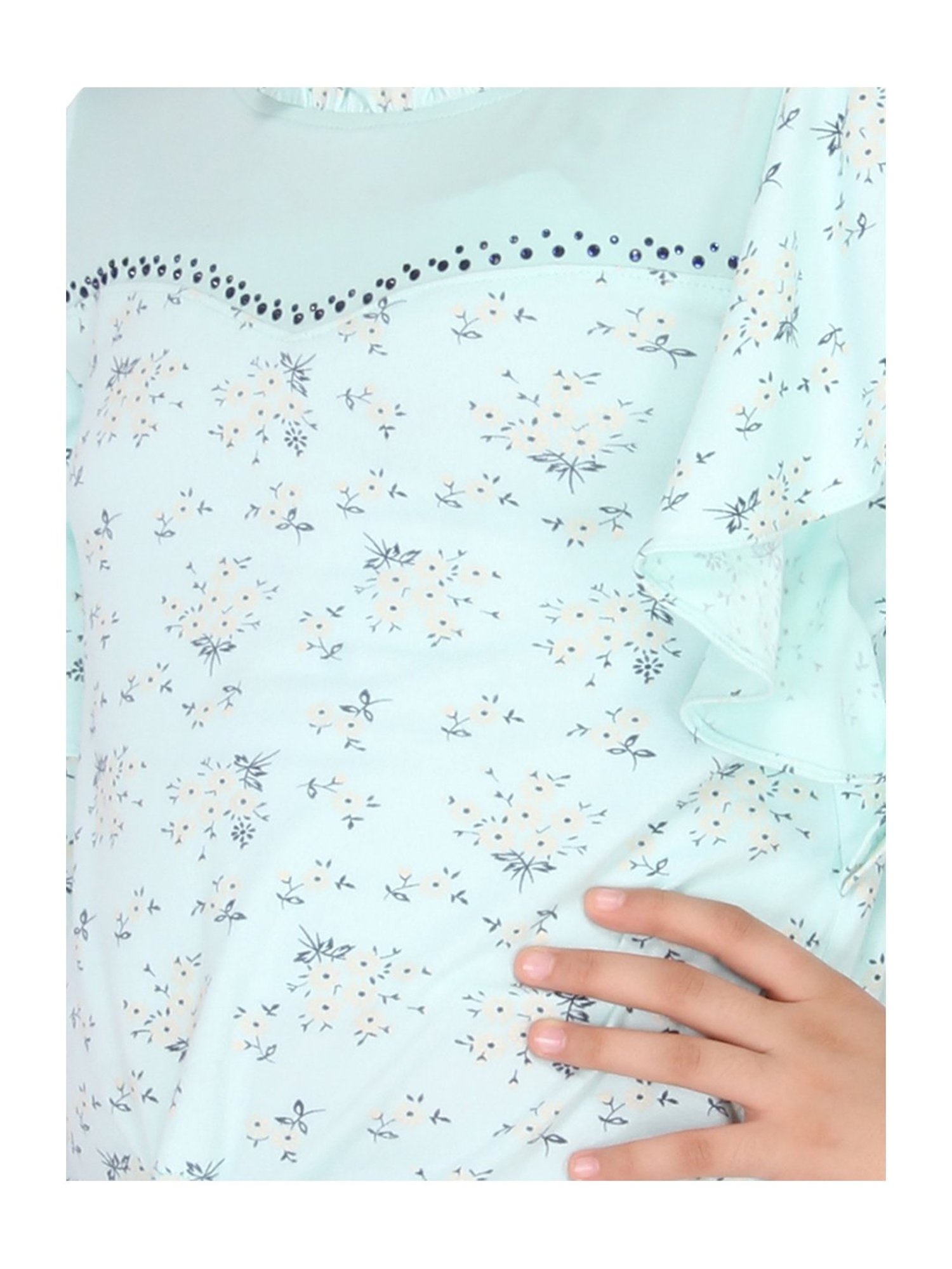 Cutecumber Kids Green Printed  Top