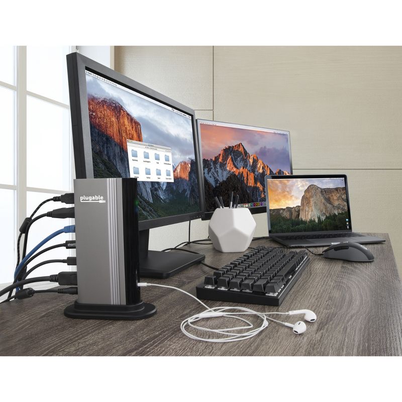 Plugable TBT3-UDV Docking Station - for Notebook/Desktop PC - 60 W - Thunderbolt 3 - 4 x USB Ports - 4 x USB 3.0 - Network (RJ-45) - DisplayPort