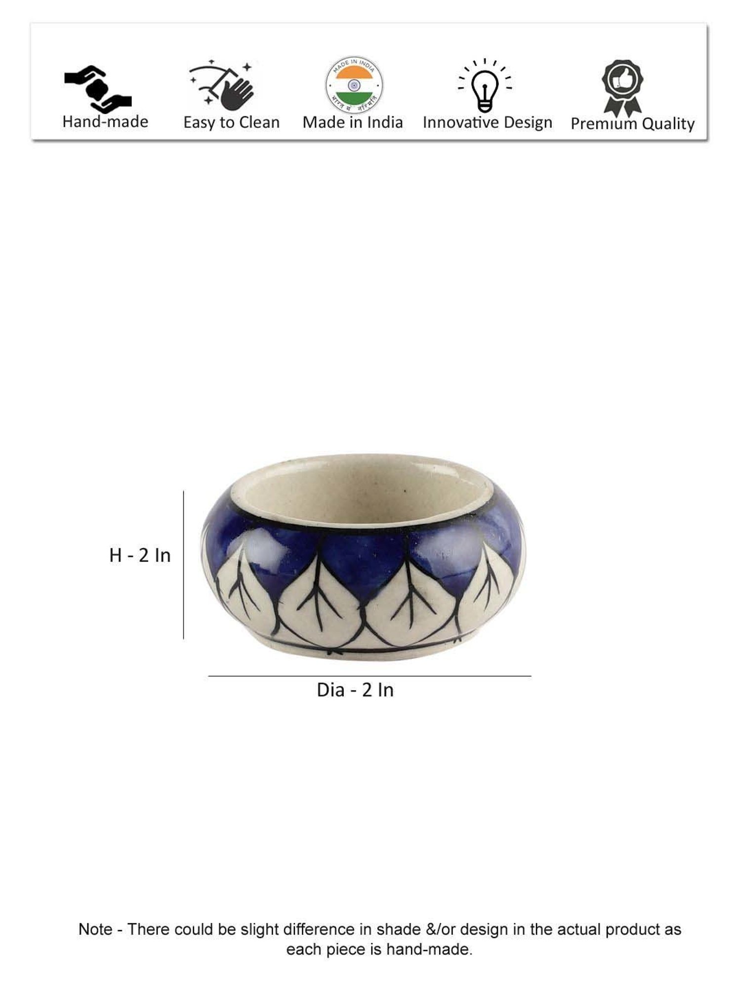 VarEesha Earthen Sparkle Navy & White Ceramic Tea Light Holder - Set of 10