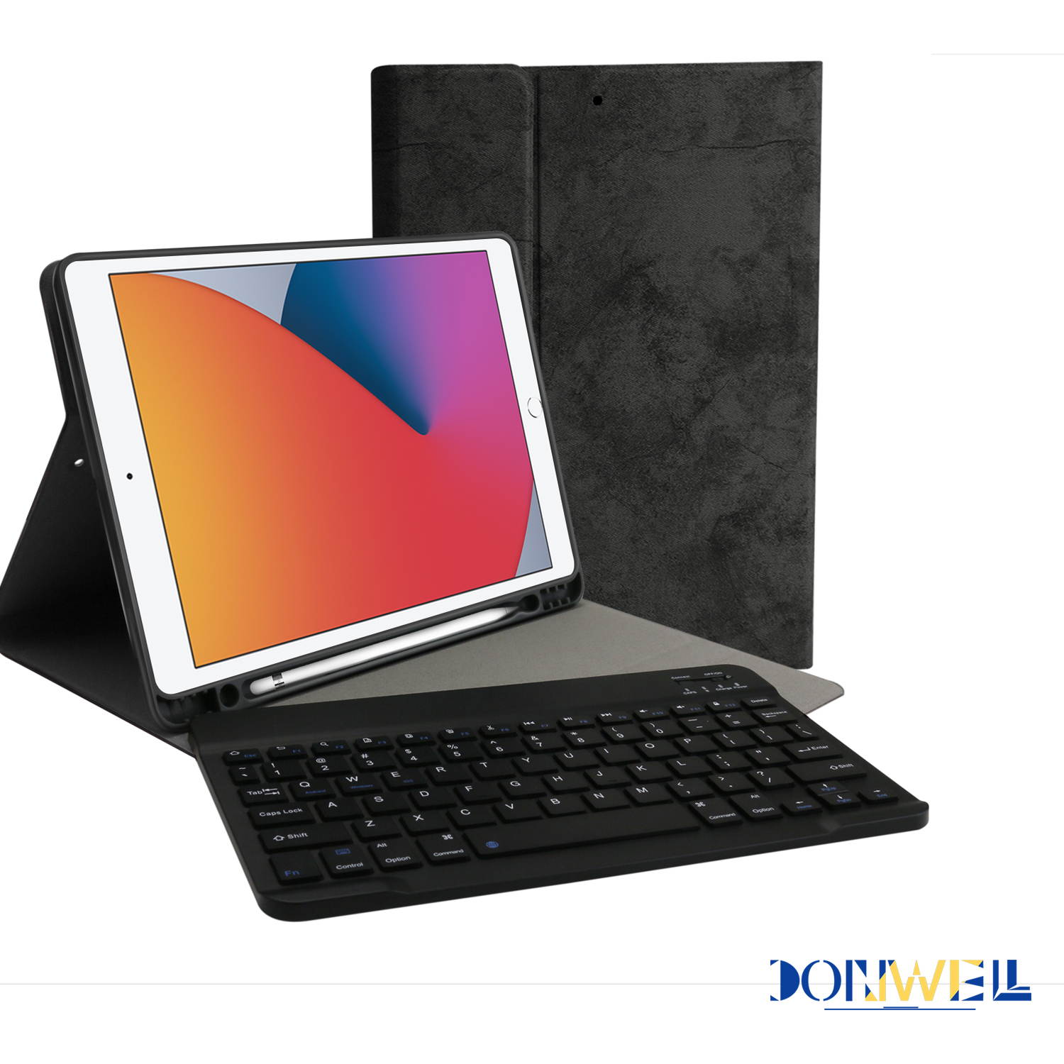 Donwell For Apple iPad 7th Gen/8th Gen 10.2 inch 2019/2020 Full-Body Protective Stand Tablet Leather Stand Case For Apple iPad 10.2" 2019, For Apple iPad 10.2" 2020 with Wireless Bluetooth Keyboard