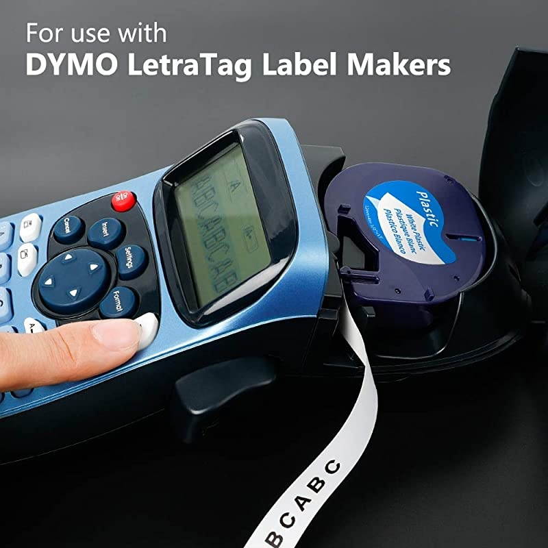 Pack Replace DYMO 91331 S0721660 LetraTag Labeling Tapes LT Black on White Plastic Label Tape for DYMO LetraTag 100H LT100T Plus Label Maker 12 Inch x 13 Feet