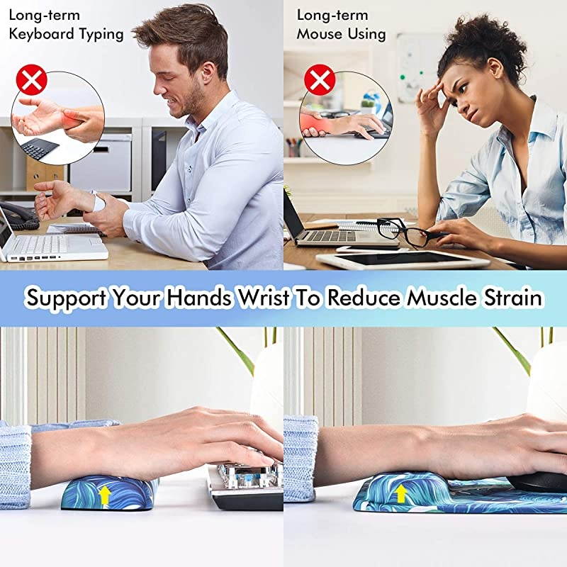Pad and Keyboard Wrist Rest, Smooth Superfine Fibre Surface,Gel Memory Foam Ergonomic Wrist Rest Support &ndash; Computer, Laptop, Mac, Gaming and Office, Durable, Comfortable and Pain Relief