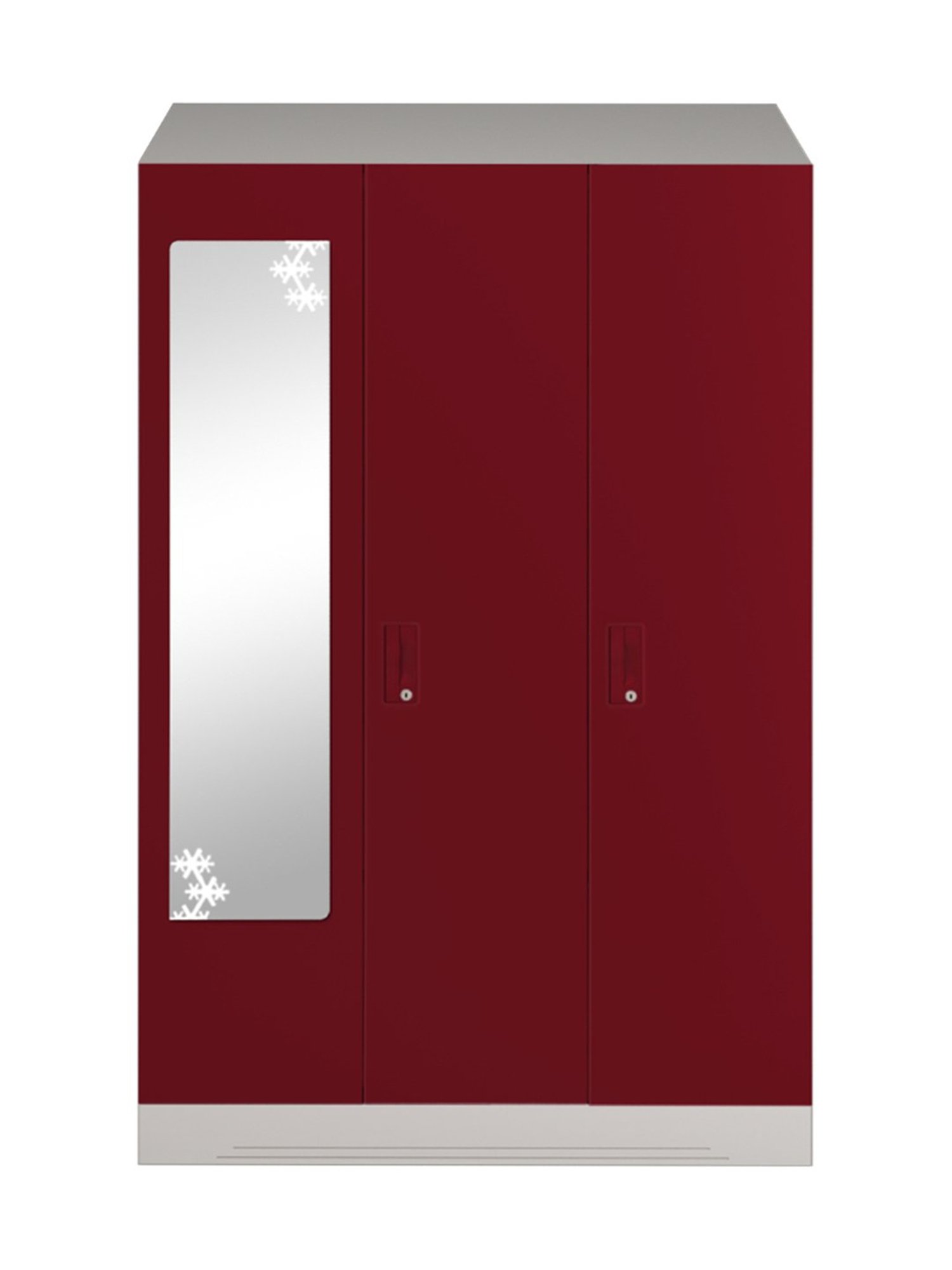 Godrej Interio Slimline 3-Door Steel Almirah, Red (1-Year Warranty, 1 Locker, 2 Drawers)