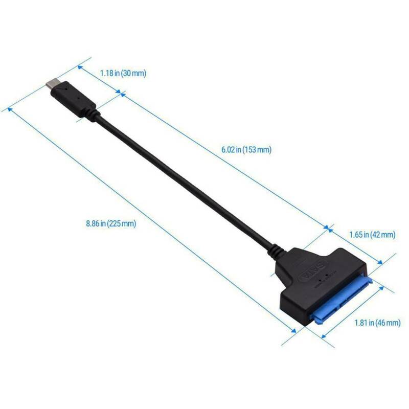 USB 3.1 Type C to SATA III II I HDD SSD 2.5" Hard Drive Adapter Cable