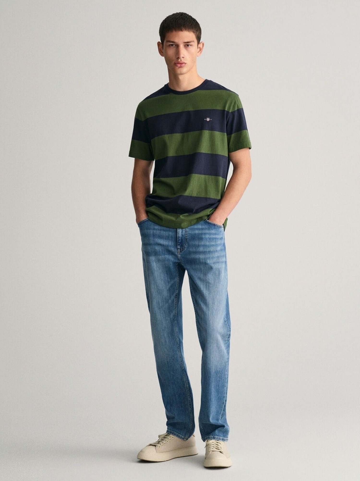 GANT Striped Round Neck Regular Fit T-Shirt