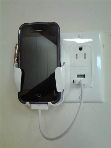 Certicable Cell Phone Charging Station Dock Usb for All Iphones Smartphones Blackberry Wall Plate in White