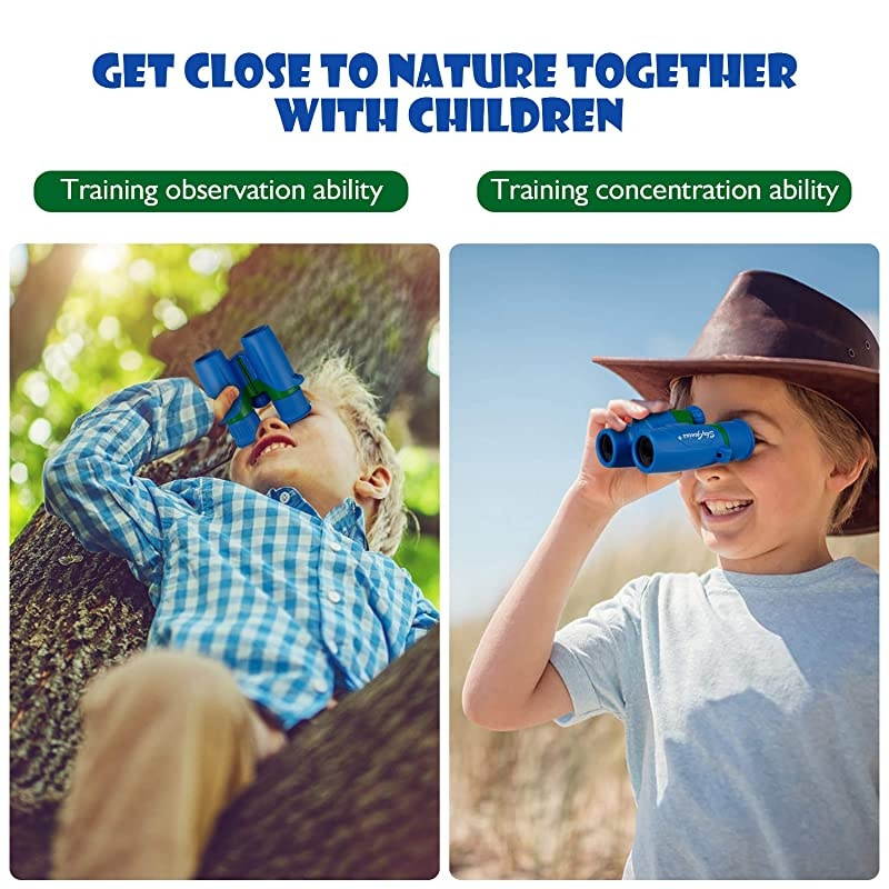 Binoculars for Kids, Mini Binoculars for Children, Real Optics High Resolution Kids Binoculars Boys, Small Compact Binocular for Bird Watching Outdoor Sports Event - Blue