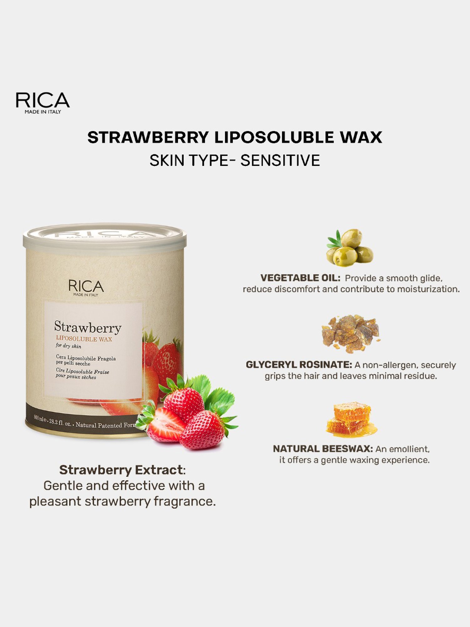 Rica Strawberry Wax - 800 ml