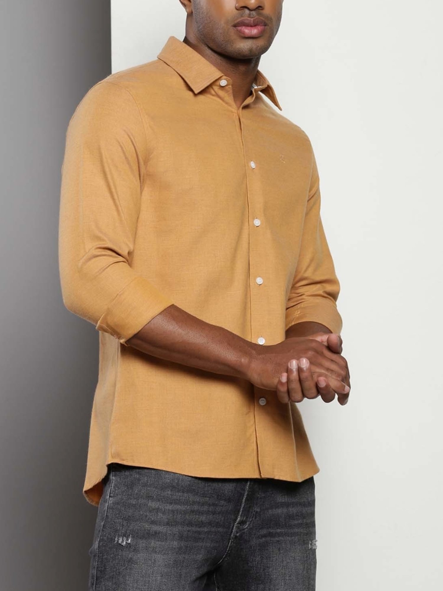 Calvin Klein Orange Pop Cotton Slim Fit Shirt