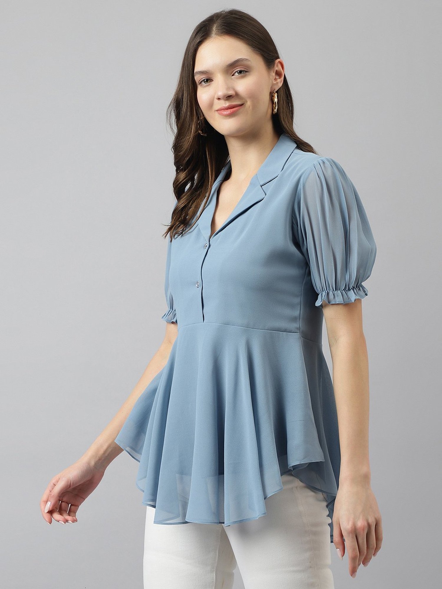 KERI PERRY Light Blue Regular Fit Top