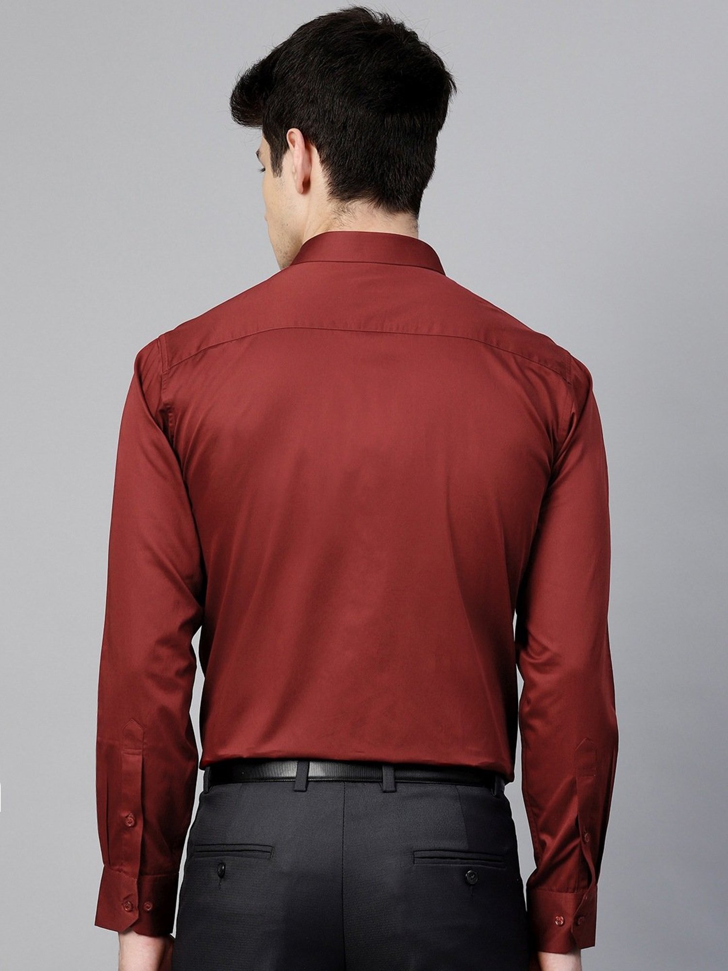 ManQ Maroon Slim Fit Shirt
