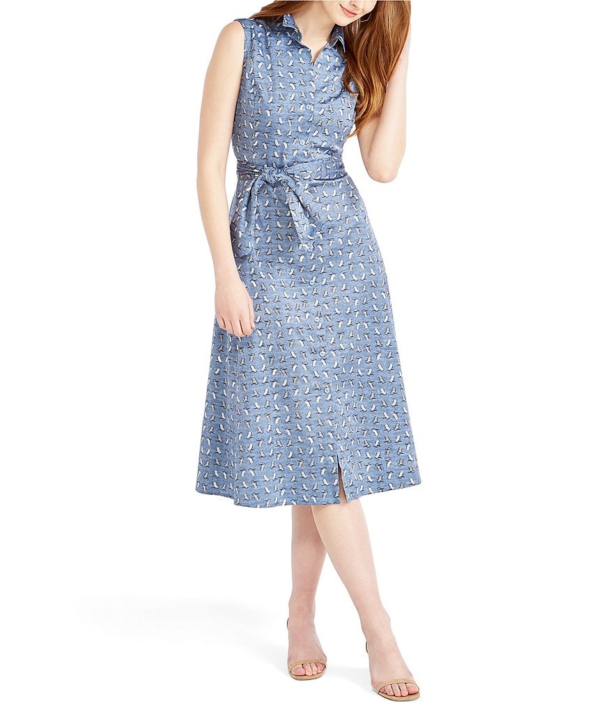 NIC + ZOE Beach Chair Point Collar Shirt Dress