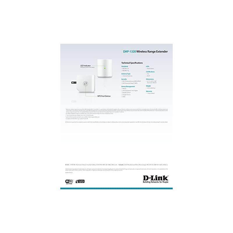 Wireless N 300 Mbps Compact WiFi Range Extender DAP1320