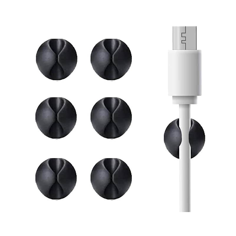 Cable Wire cord clips Organizer Holder Clamp SelfAdhesive Cord Management System for Charging USB Network Headphone Cables for Car Desk Office Home Pack of 6 Black silicone