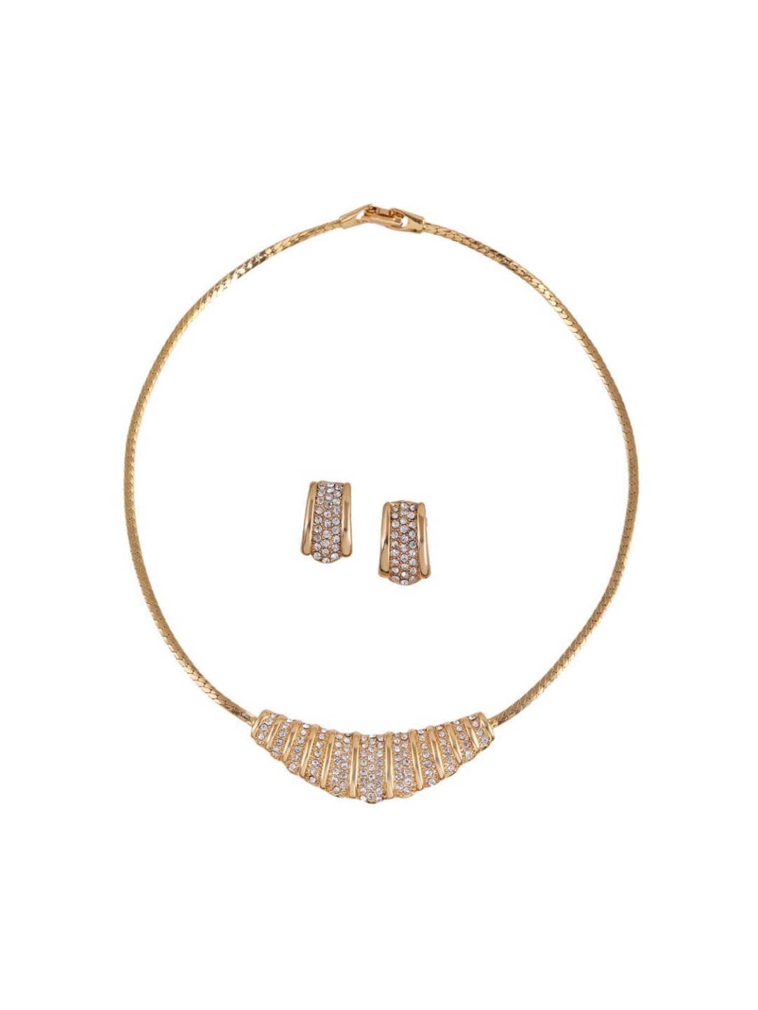 Estele Gold-Plated Solitaire Jewellery Set with Austrian Crystals for Women