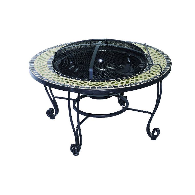 Wrought Iron Shannon Round Wood Burning Fire Pit w/Decorative Surround - Alfresco Home LLC