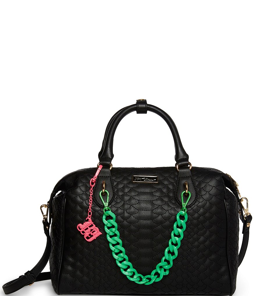 Betsey Johnson Resin Chain Cobra Quilted Satchel Bag