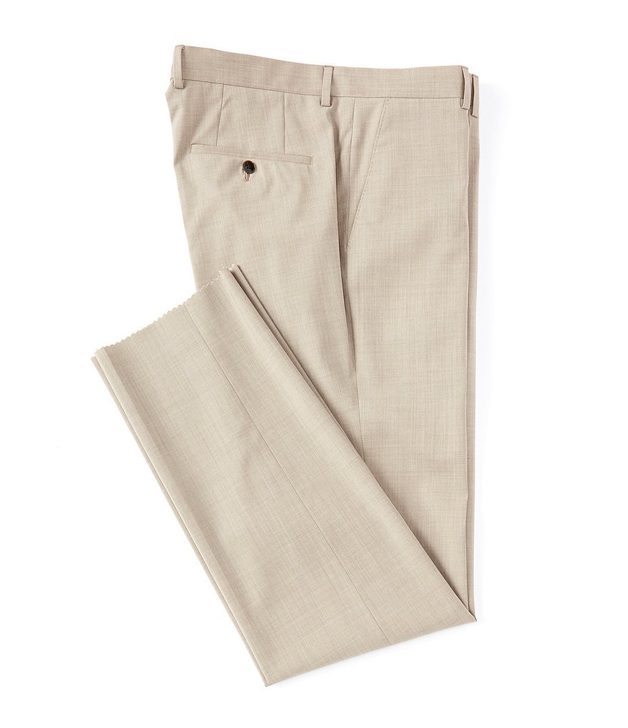 Hugo Boss Madisen Classic Fit Flat Front Solid Wool Dress Pants
