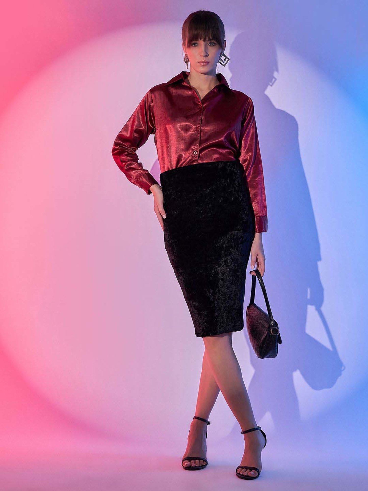 BUYNEWTREND Maroon & Beige Boxy Fit Shirt (Pack Of 2)