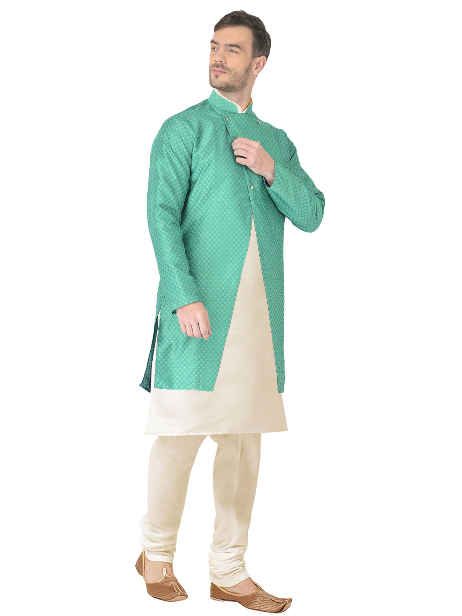 SG RAJASAHAB Multi Regular Fit Self Pattern Kurta Set
