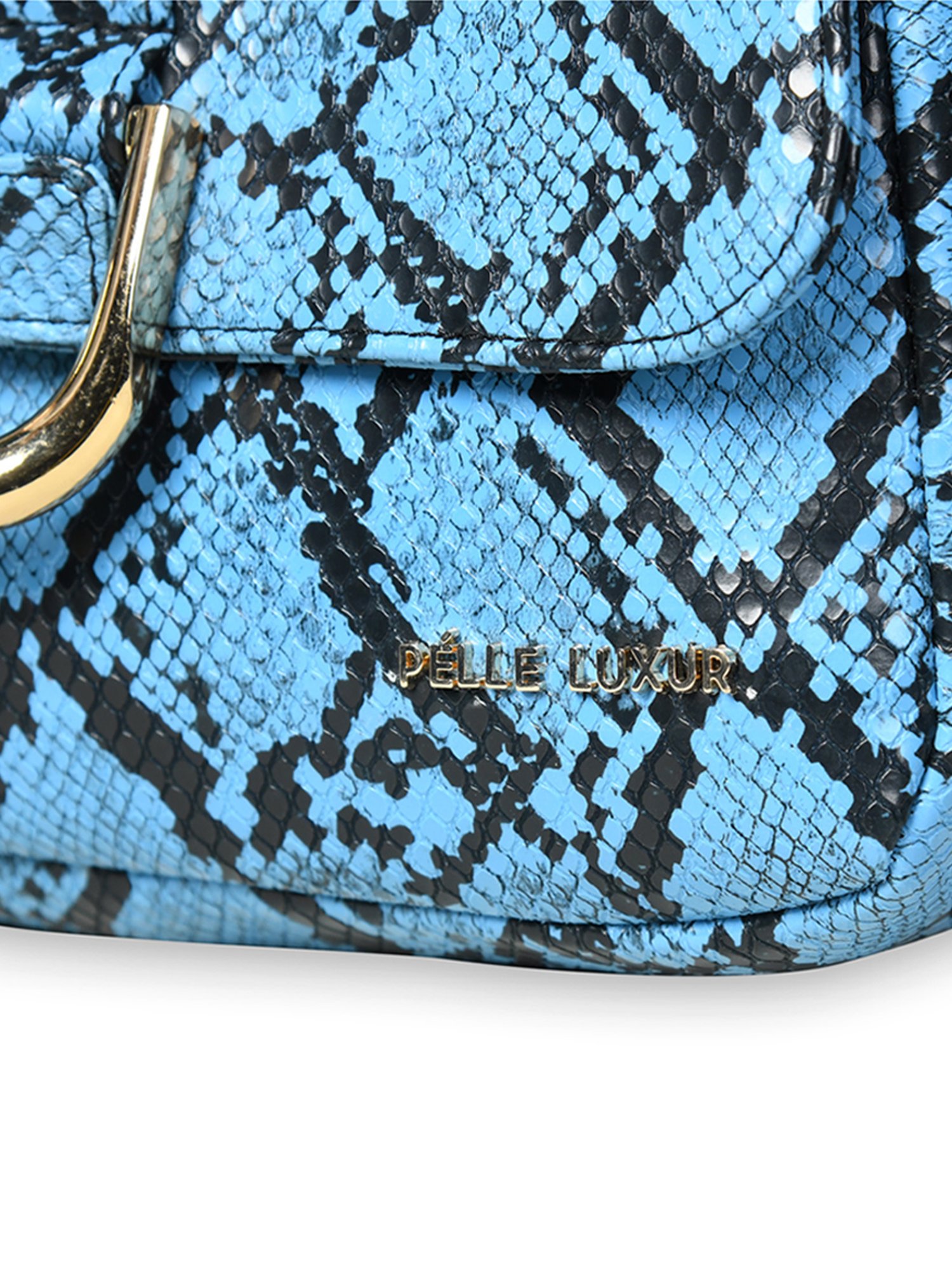 PELLE LUXUR Sapphire Blue Animal Effect Small Shoulder Bag