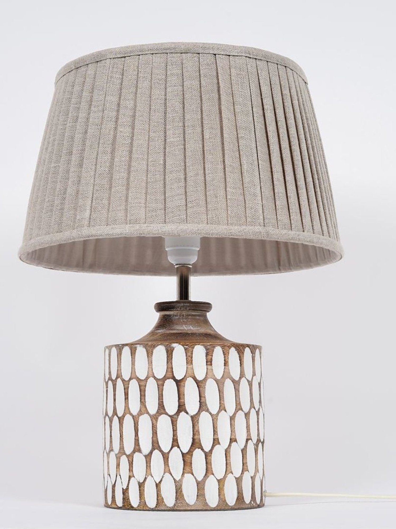 Kapoor Lamp Shades Distress White Wood Garlen Carved Cotton Shade Table Lamp