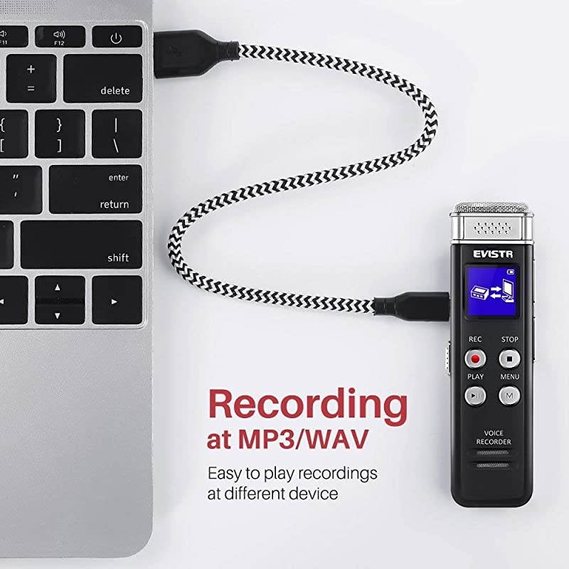 16GB Digital Voice Recorder Voice Activated Recorder with Playback Upgraded Small Tape Recorder for Lectures Meetings Interviews Mini Audio Recorder USB Charge MP3