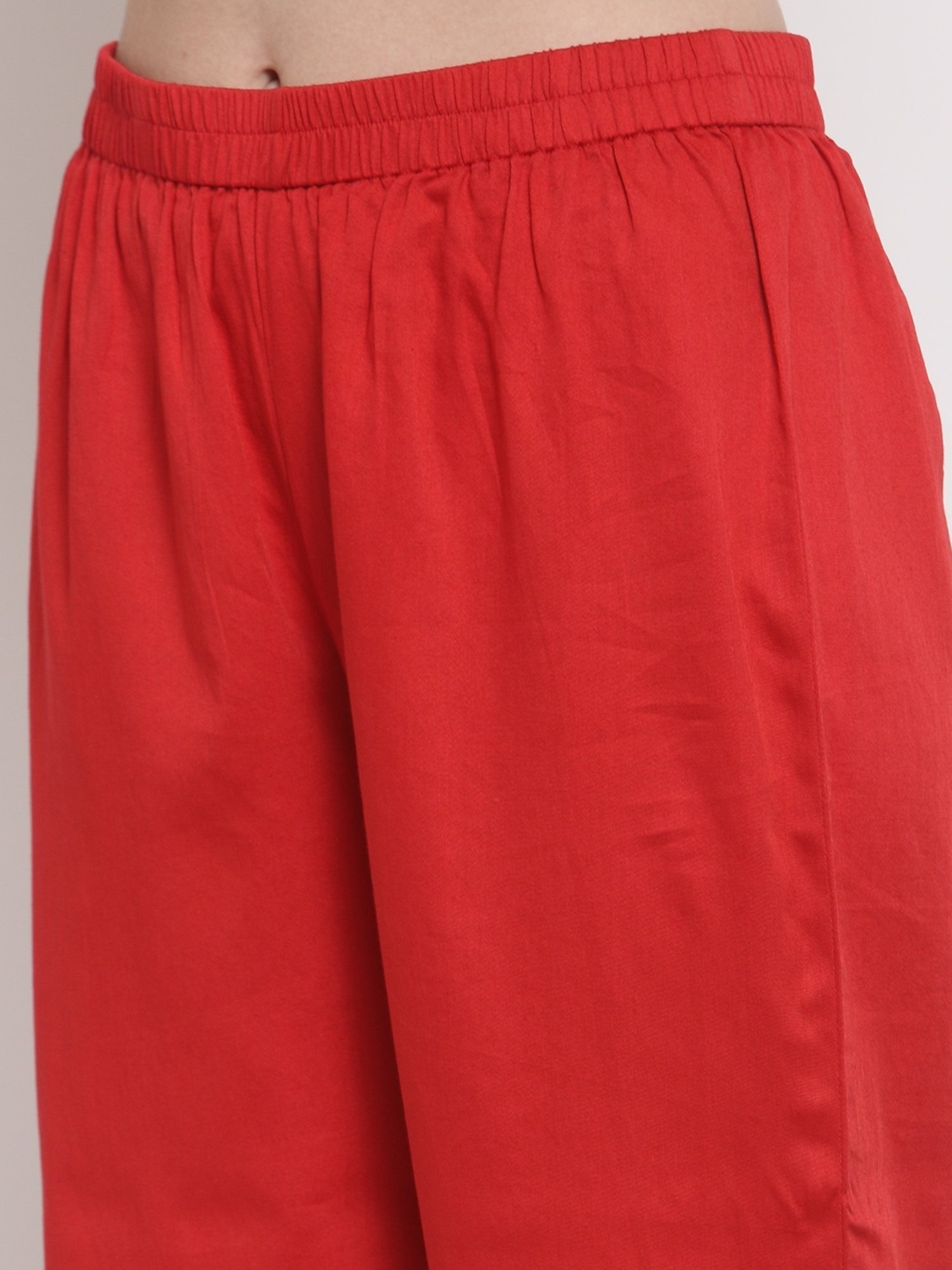 DART STUDIO Red Embroidered Palazzos